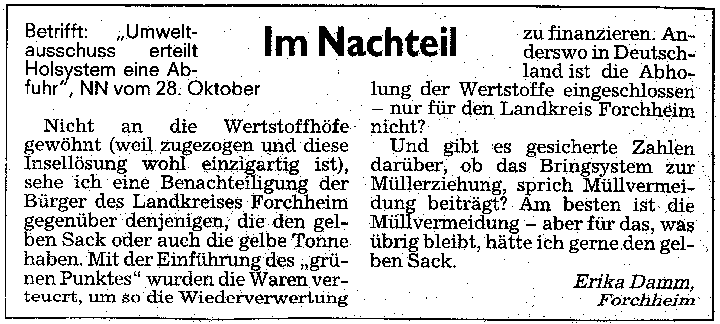 Leserbrief 1 in der NN vom 28.10.2005