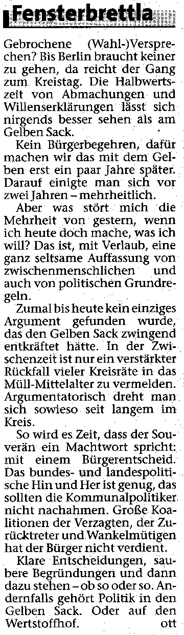 Fensterbrettla im FT vom 10.11.2005