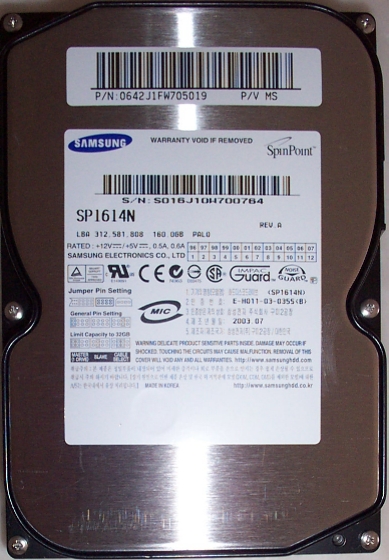 Festplatte: Samsung SpinPoint P80 SP1614N 160GB